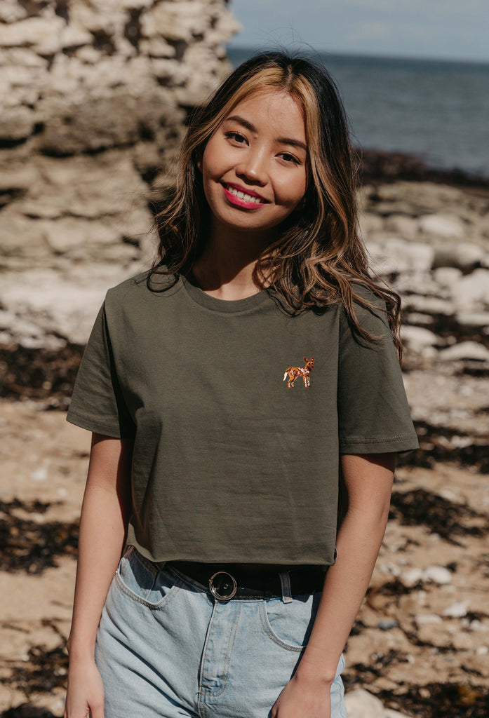 painted dog womens cropped t-shirt Big Wild Thought