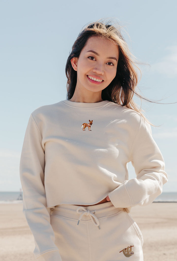 painted dog womens cropped sweatshirt Big Wild Thought