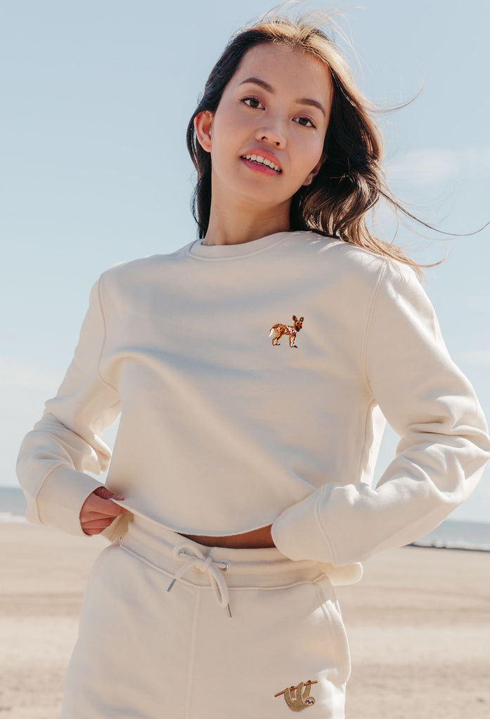 painted dog womens cropped sweatshirt Big Wild Thought