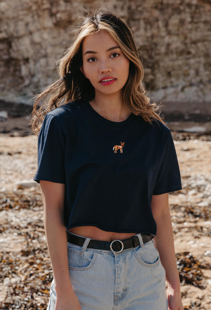 painted dog womens cropped t-shirt Big Wild Thought