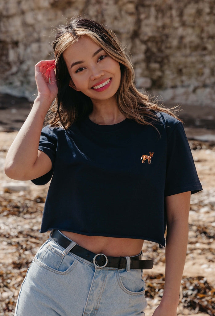 painted dog womens cropped t-shirt Big Wild Thought