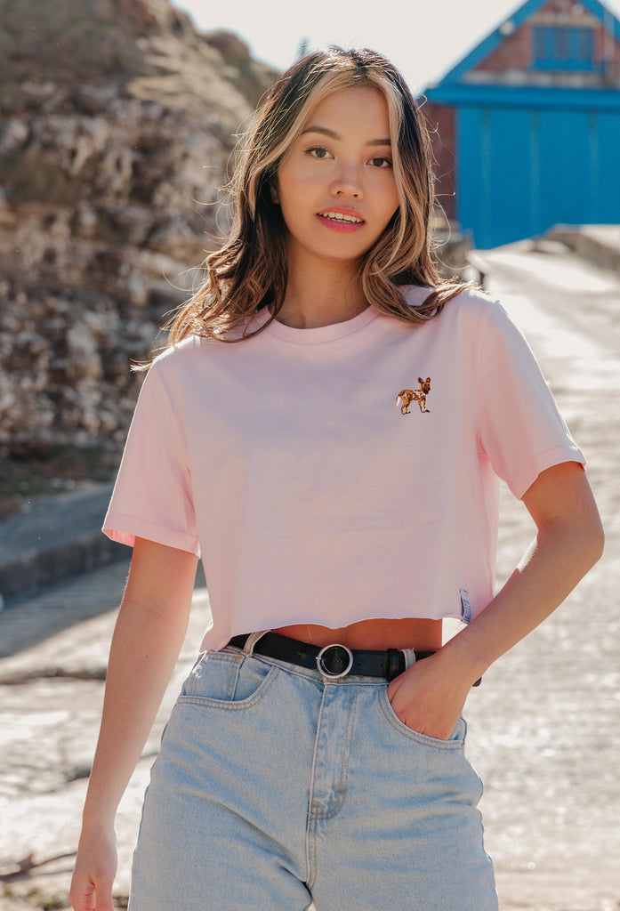 painted dog womens cropped t-shirt Big Wild Thought