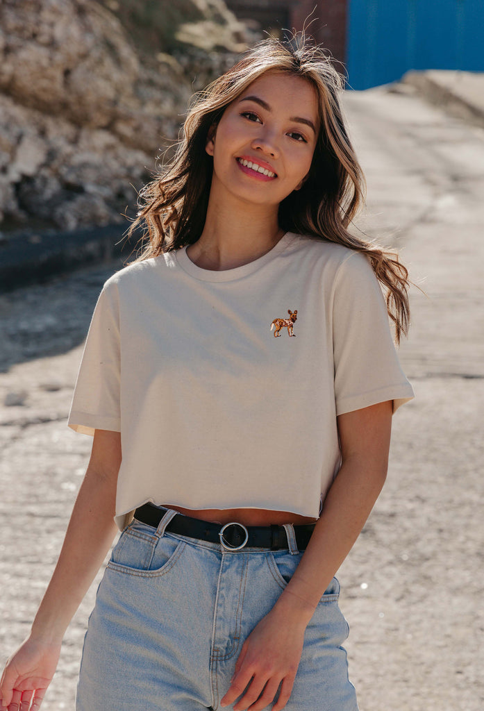 painted dog womens cropped t-shirt Big Wild Thought