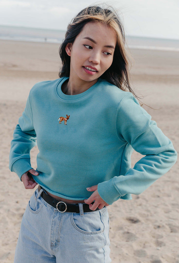 painted dog womens cropped sweatshirt Big Wild Thought