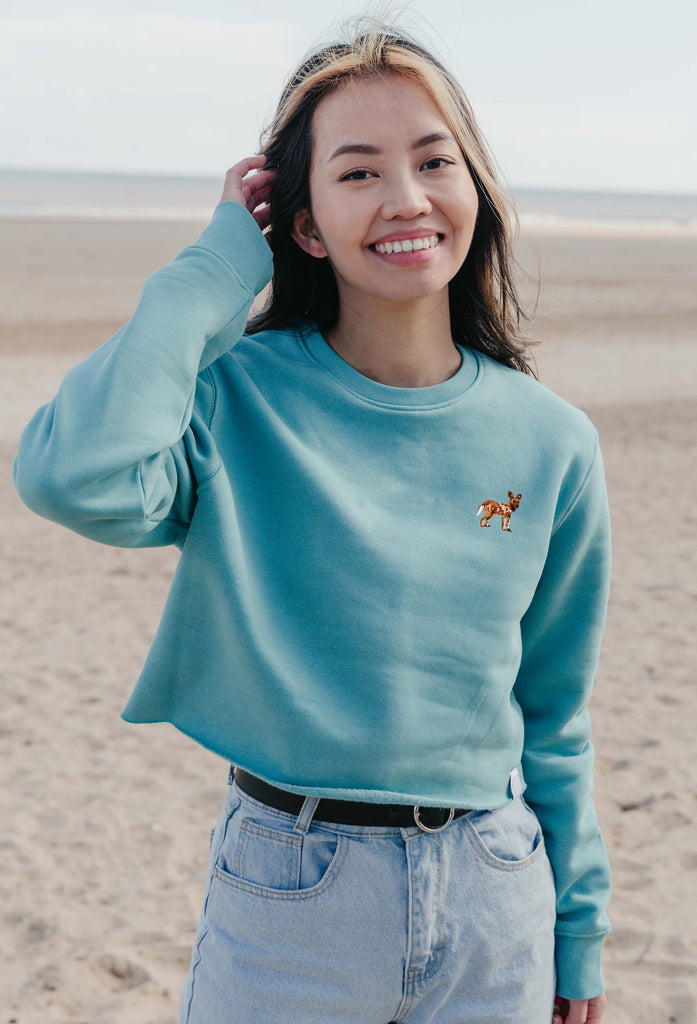 painted dog womens cropped sweatshirt Big Wild Thought