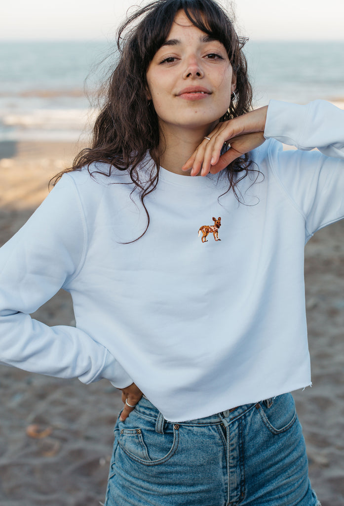 painted dog womens cropped sweatshirt Big Wild Thought
