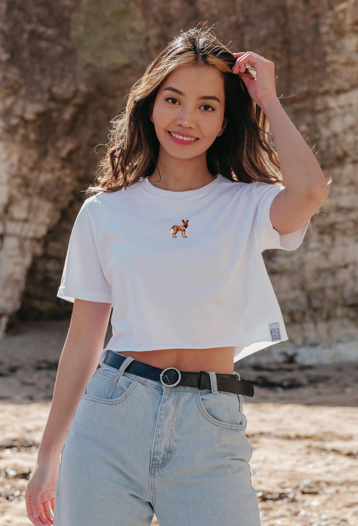 painted dog womens cropped t-shirt Big Wild Thought