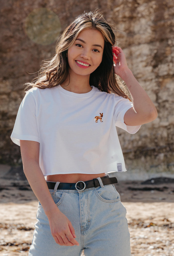 painted dog womens cropped t-shirt Big Wild Thought