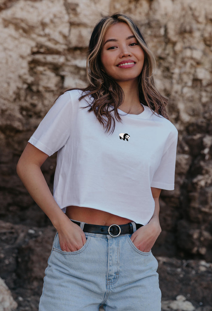 giant panda womens cropped t-shirt Big Wild Thought