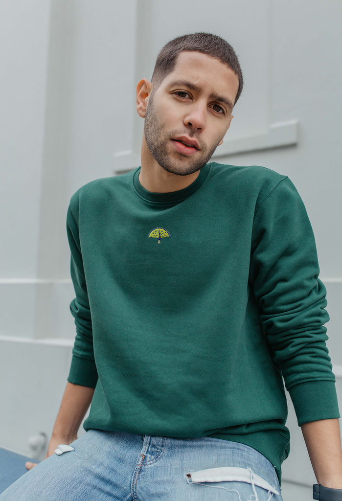 Peacock Unisex Embroidered Organic Sustainable Sweatshirt Jumper Big Wild Thought