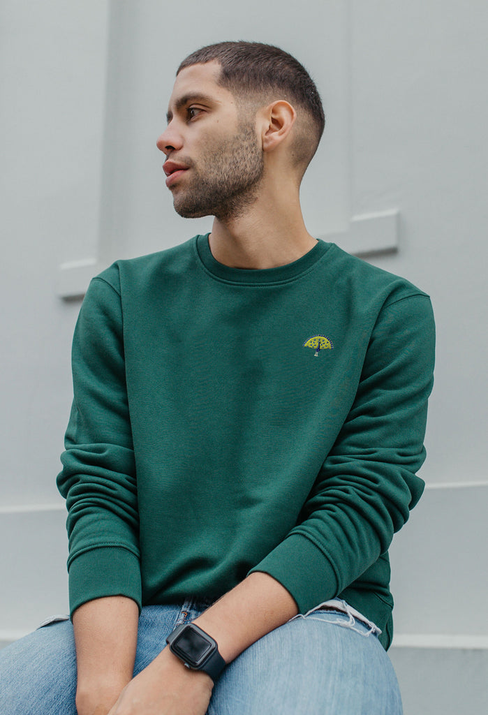 Peacock Unisex Embroidered Organic Sustainable Sweatshirt Jumper Big Wild Thought