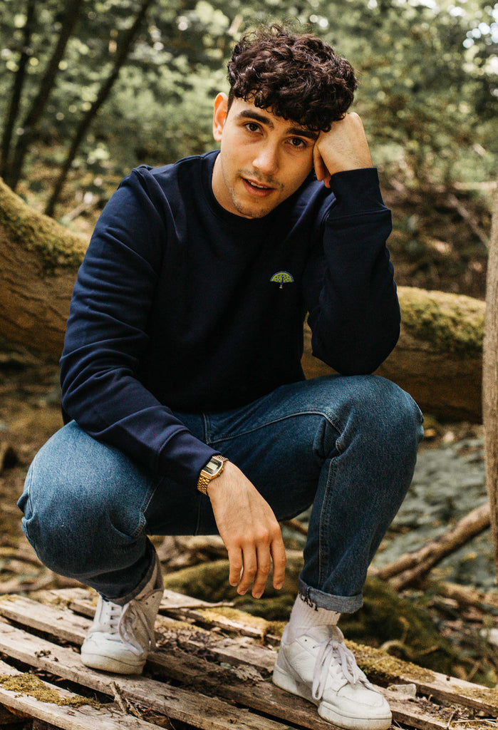 Peacock Unisex Embroidered Organic Sustainable Sweatshirt Jumper Big Wild Thought