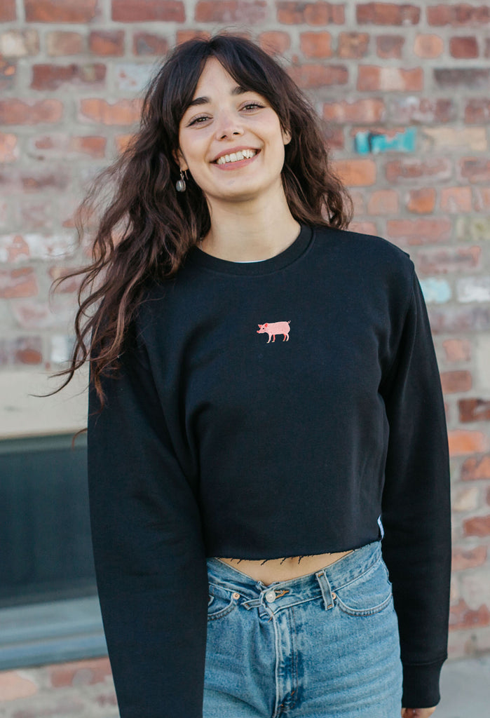 pig womens cropped sweatshirt Big Wild Thought