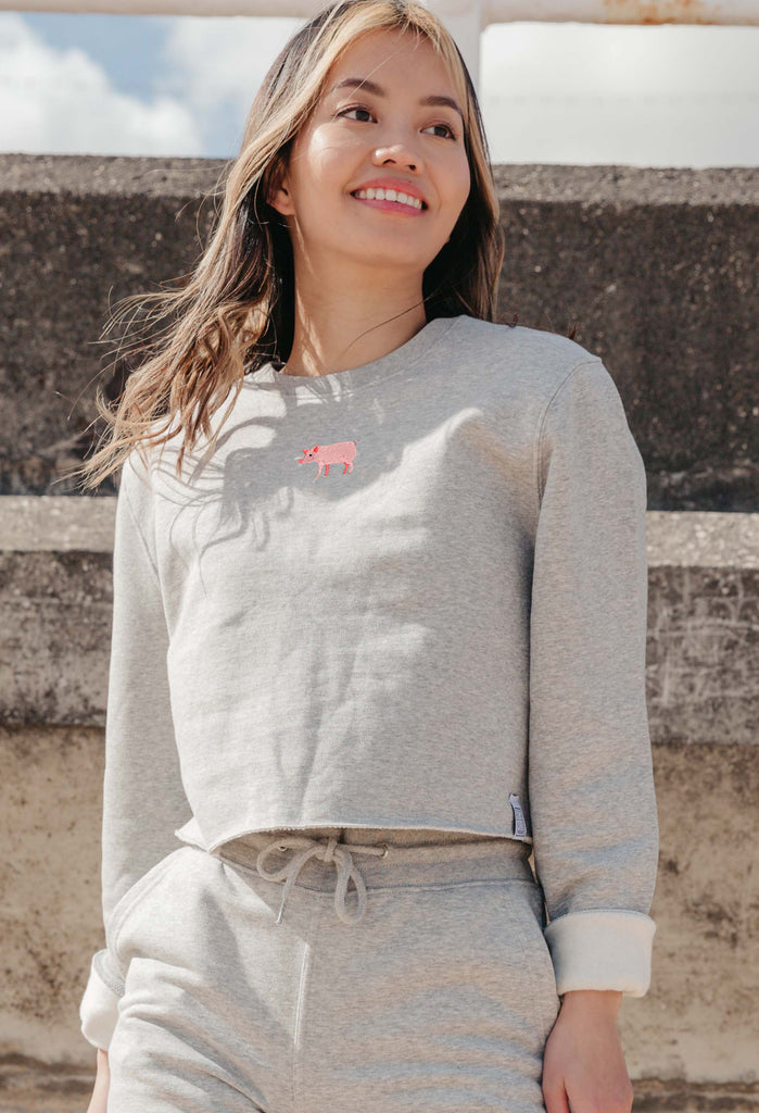 pig womens cropped sweatshirt Big Wild Thought