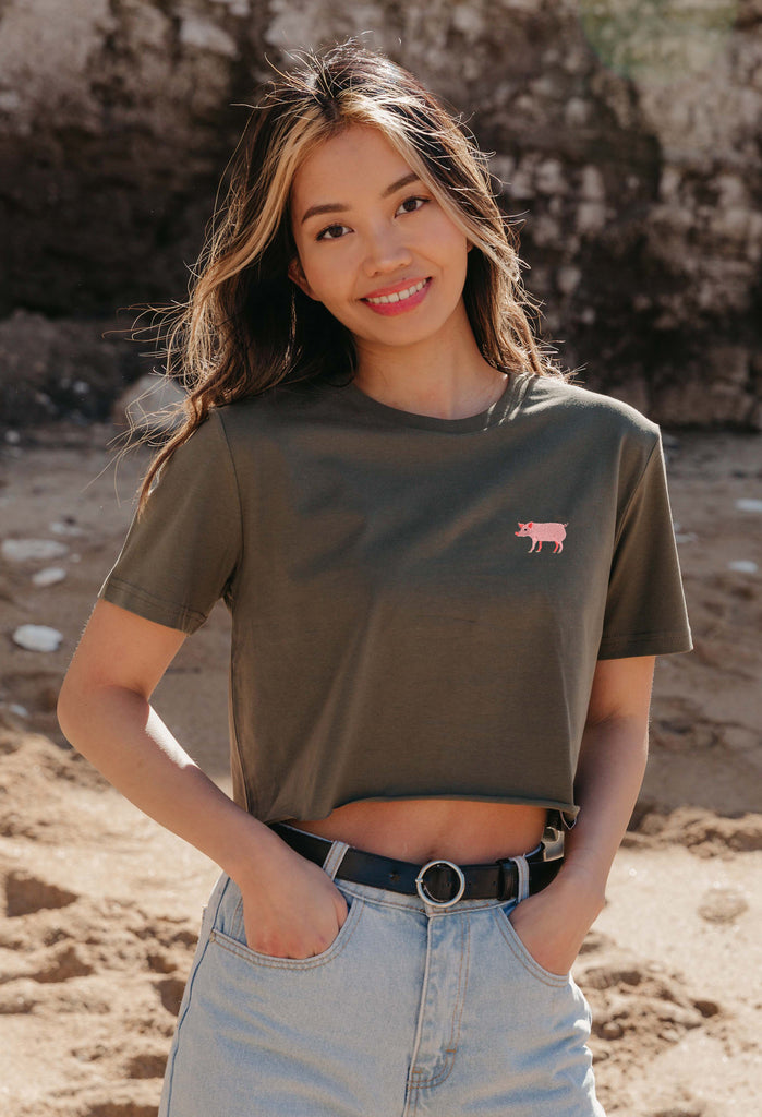 pig womens cropped t-shirt Big Wild Thought