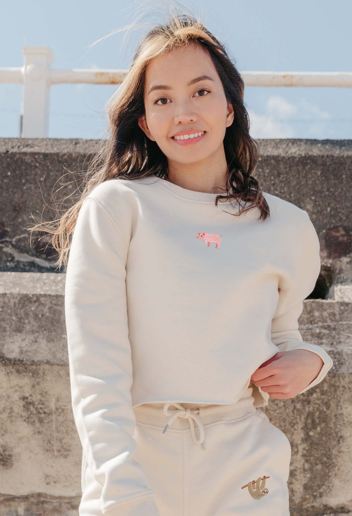 pig womens cropped sweatshirt Big Wild Thought
