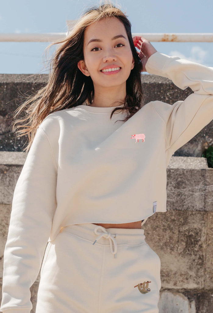 pig womens cropped sweatshirt Big Wild Thought