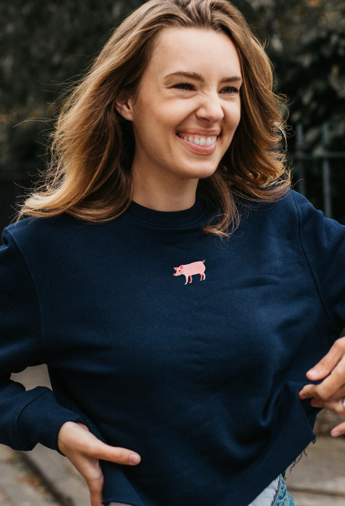 pig womens cropped sweatshirt Big Wild Thought