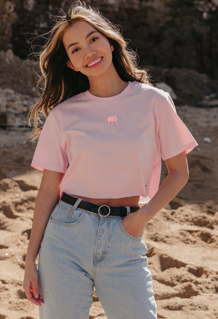 pig womens cropped t-shirt Big Wild Thought