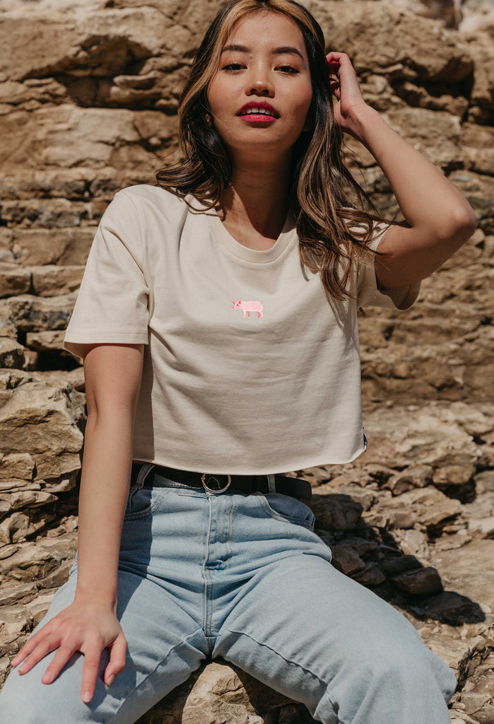 pig womens cropped t-shirt Big Wild Thought