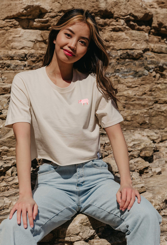 pig womens cropped t-shirt Big Wild Thought