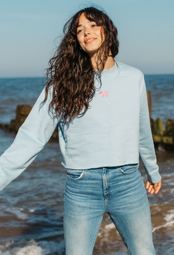 pig womens cropped sweatshirt Big Wild Thought