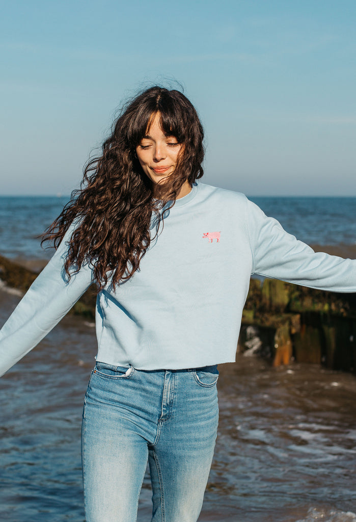 pig womens cropped sweatshirt Big Wild Thought