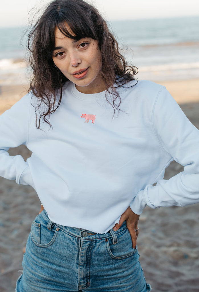 pig womens cropped sweatshirt Big Wild Thought
