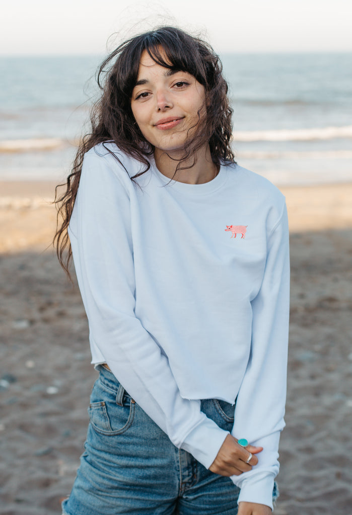 pig womens cropped sweatshirt Big Wild Thought