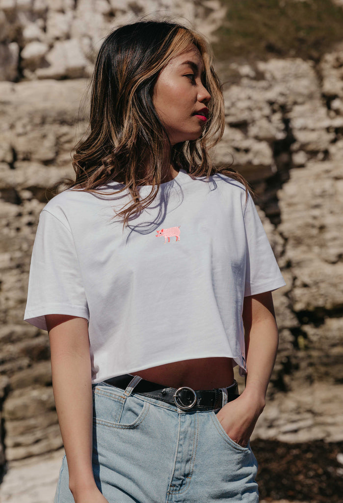 pig womens cropped t-shirt Big Wild Thought
