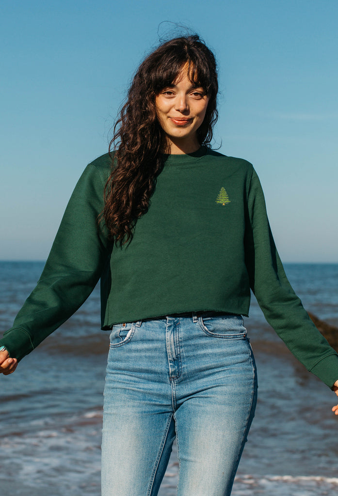 pine tree womens cropped sweatshirt Big Wild Thought