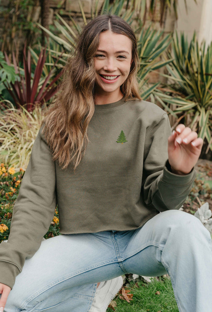 pine tree womens cropped sweatshirt Big Wild Thought