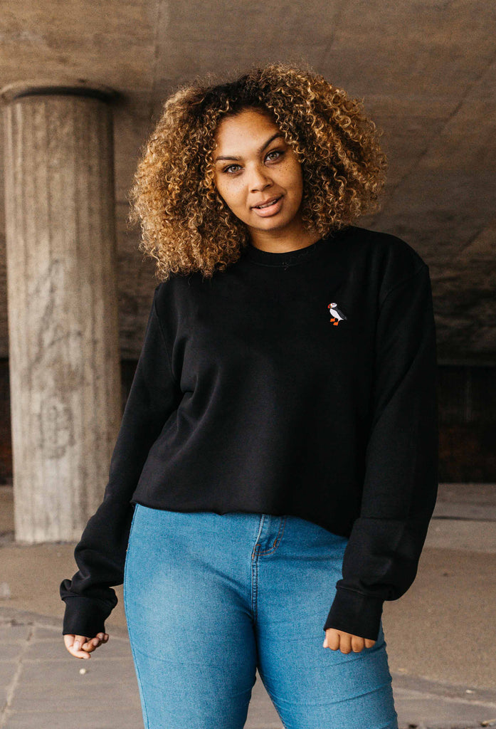 puffin womens cropped sweatshirt Big Wild Thought