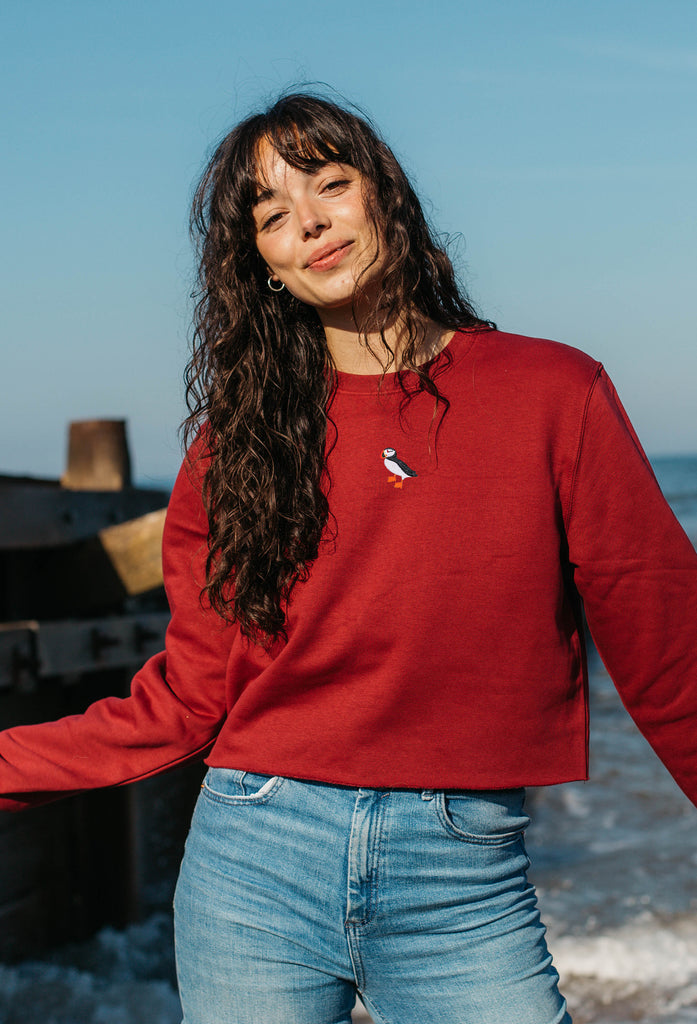 puffin womens cropped sweatshirt Big Wild Thought