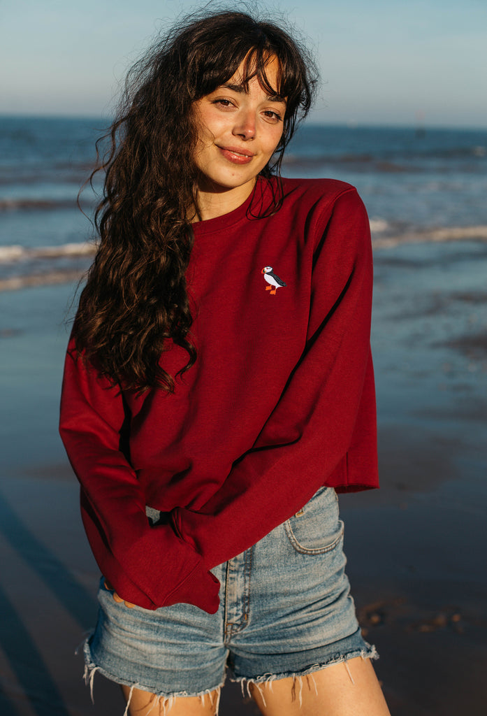 puffin womens cropped sweatshirt Big Wild Thought