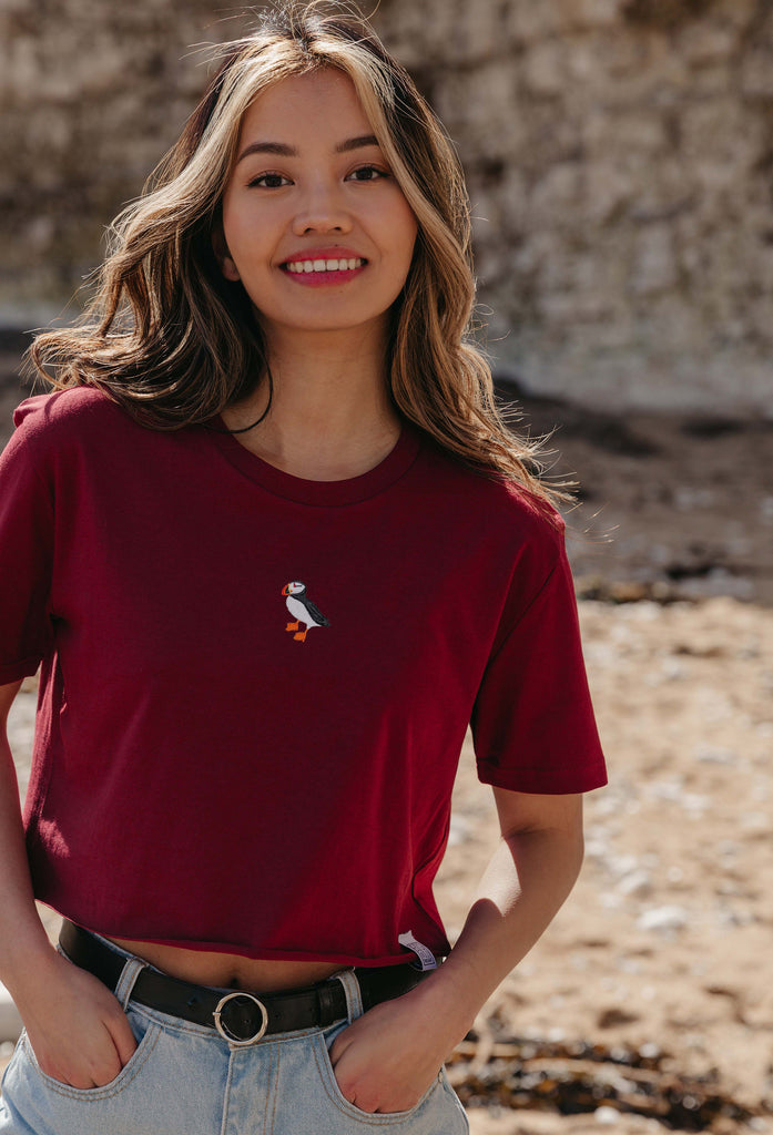 puffin womens cropped t-shirt Big Wild Thought