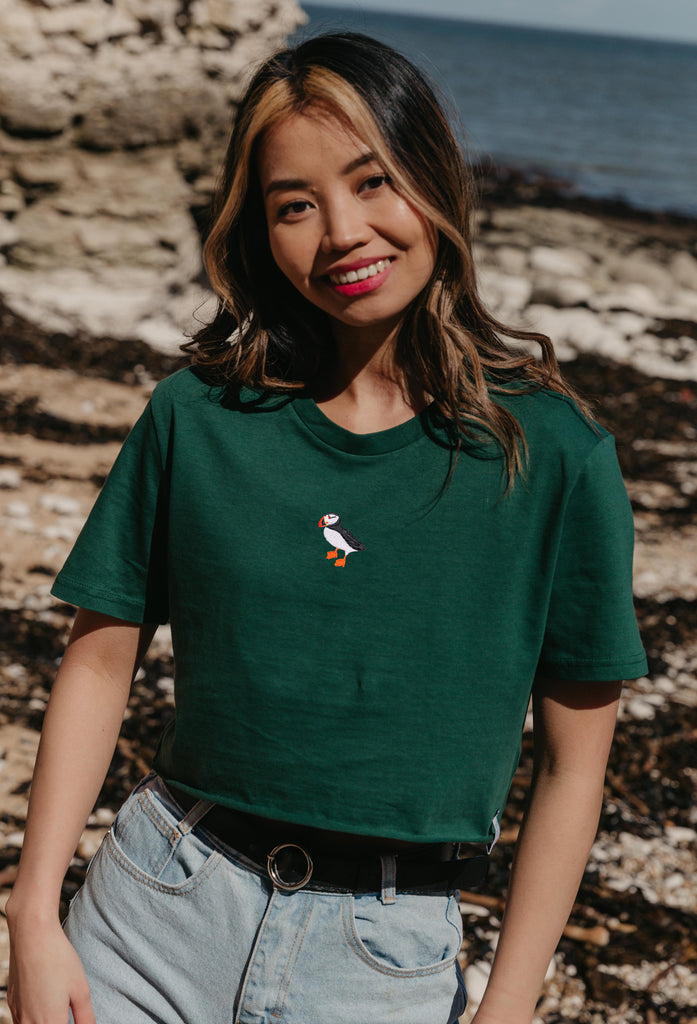 puffin womens cropped t-shirt Big Wild Thought