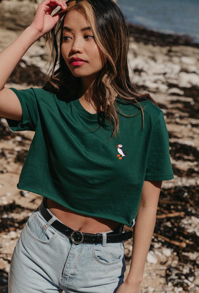 puffin womens cropped t-shirt Big Wild Thought