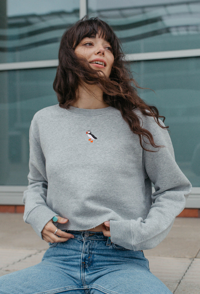 puffin womens cropped sweatshirt Big Wild Thought