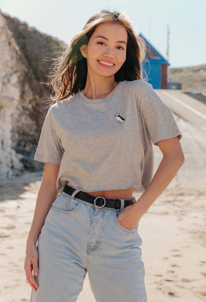 puffin womens cropped t-shirt Big Wild Thought