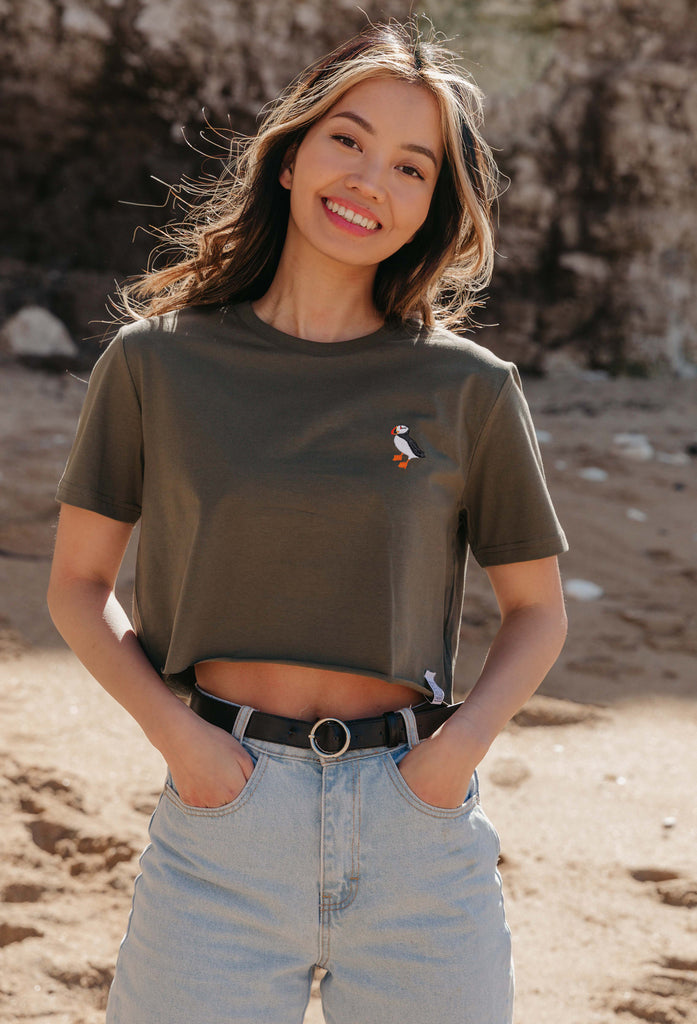 puffin womens cropped t-shirt Big Wild Thought