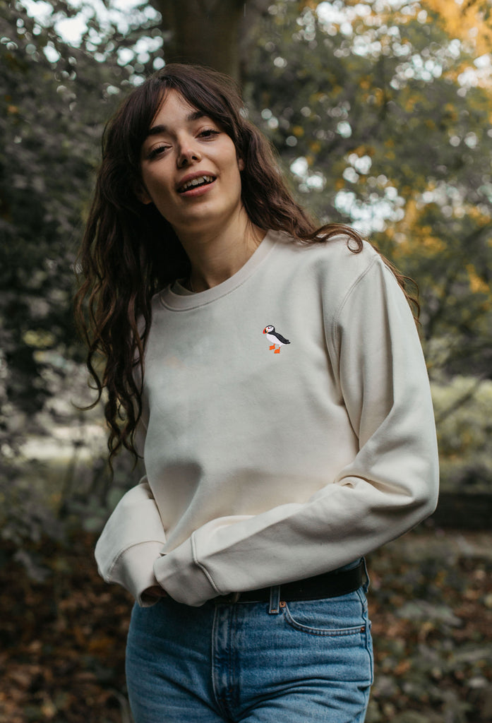 puffin womens cropped sweatshirt Big Wild Thought