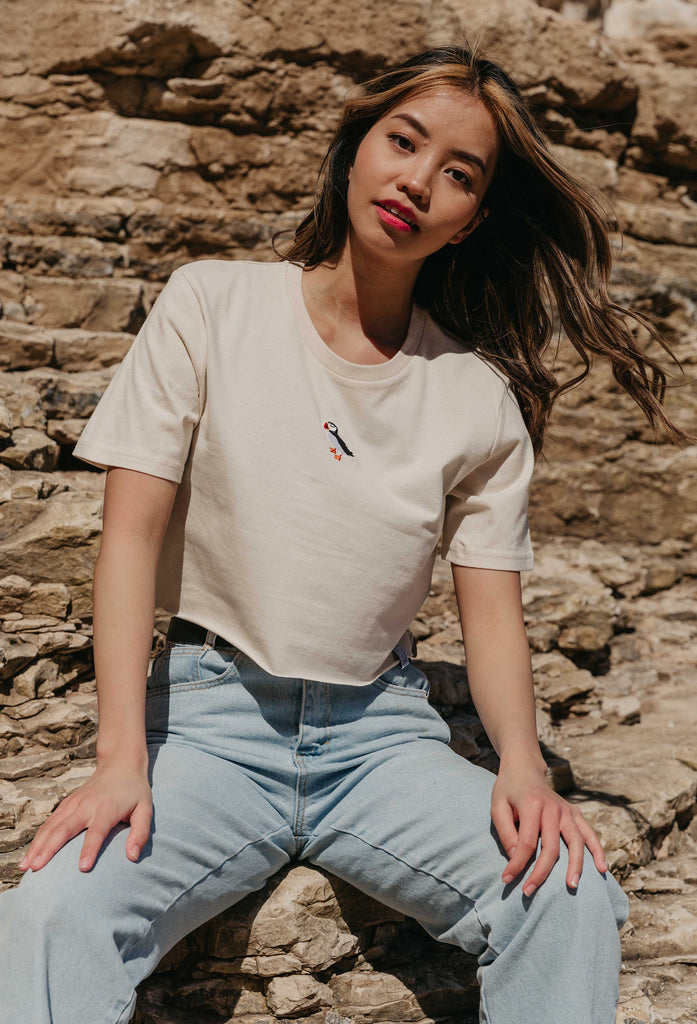 puffin womens cropped t-shirt Big Wild Thought