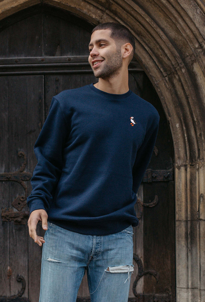 Puffin Unisex Embroidered Organic Sustainable Sweatshirt Jumper Big Wild Thought