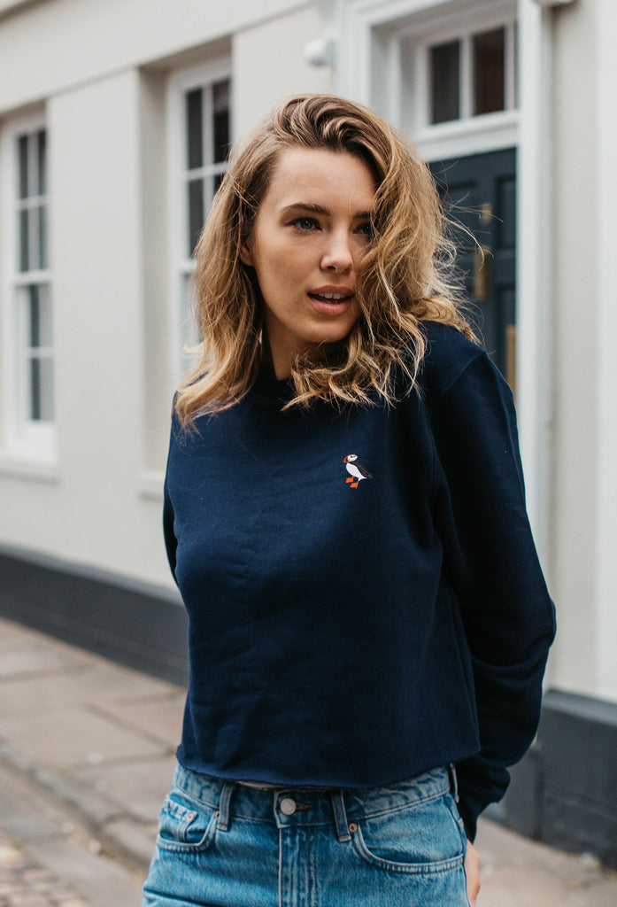 puffin womens cropped sweatshirt Big Wild Thought