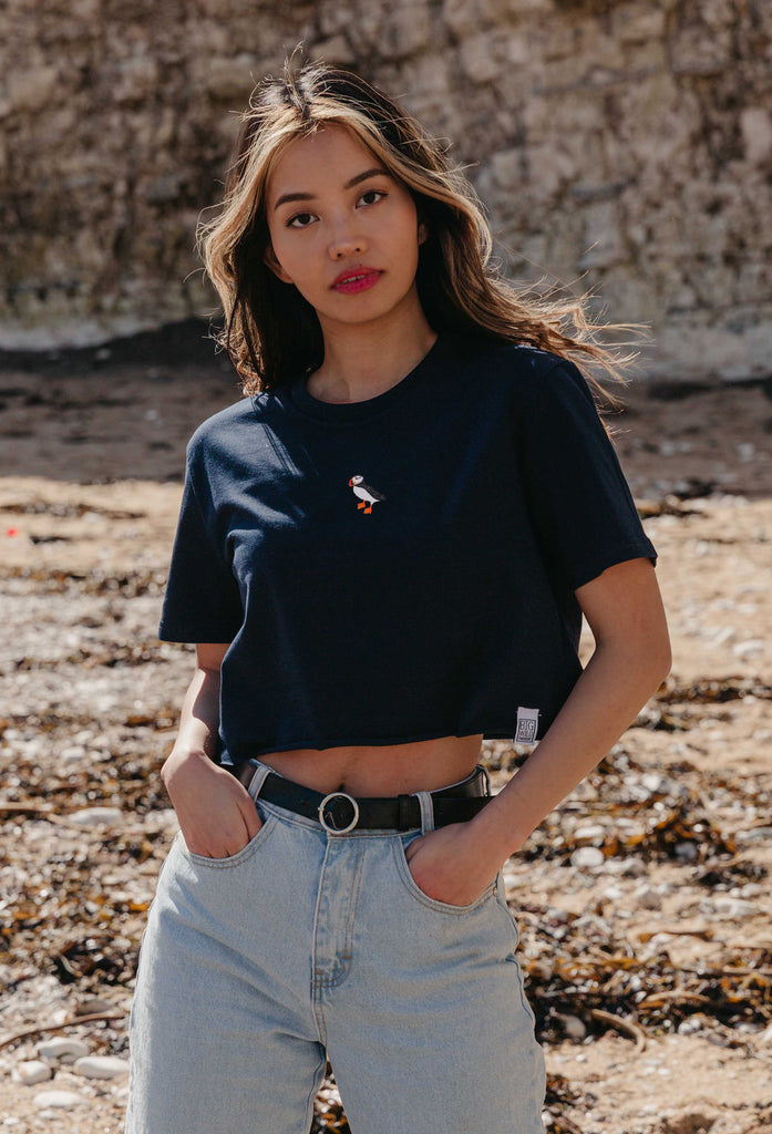 puffin womens cropped t-shirt Big Wild Thought