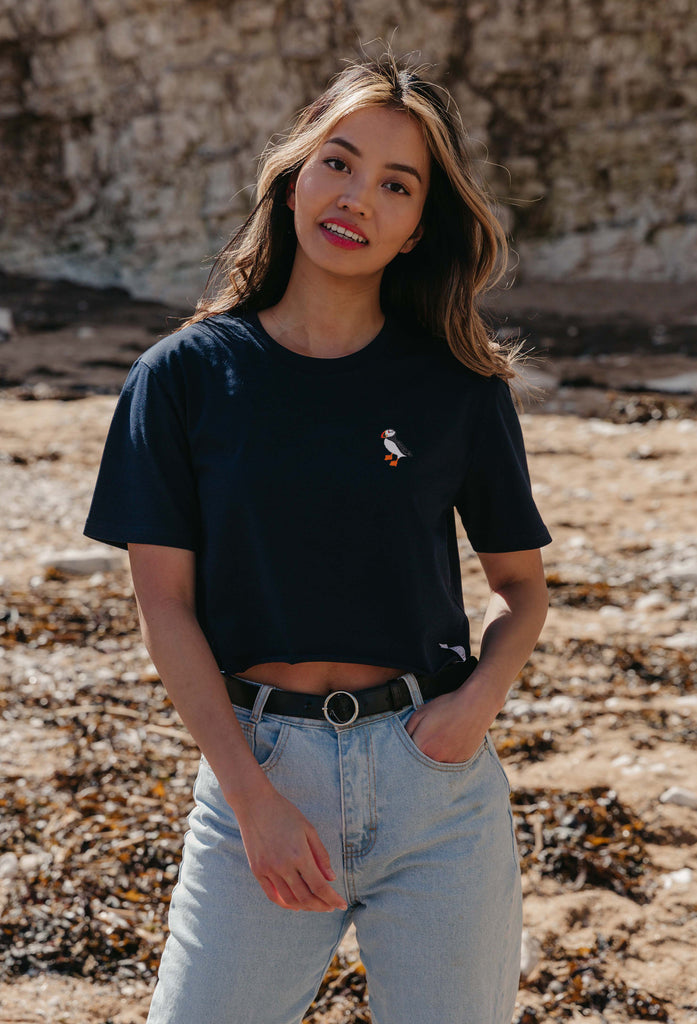 puffin womens cropped t-shirt Big Wild Thought
