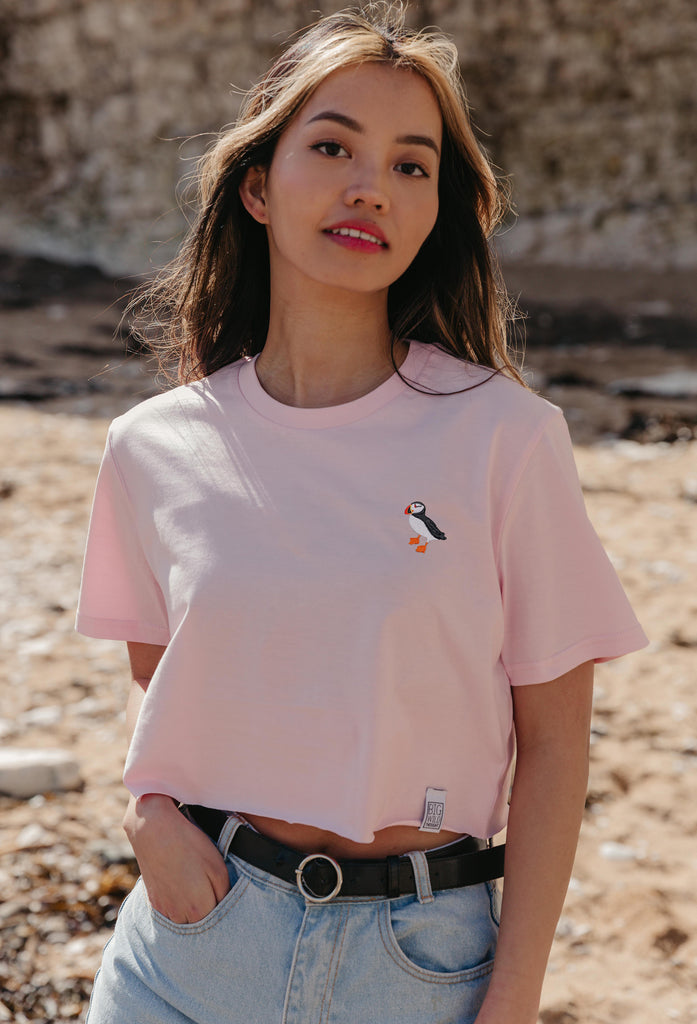 puffin womens cropped t-shirt Big Wild Thought