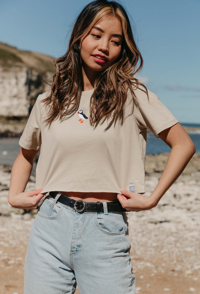 puffin womens cropped t-shirt Big Wild Thought