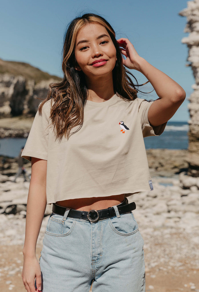 puffin womens cropped t-shirt Big Wild Thought